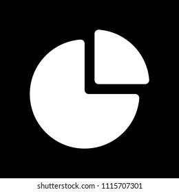 Business pie chart icon. White icon on black background. Inversion