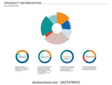 Business pie data analysis charts in color. Vector elements charts.