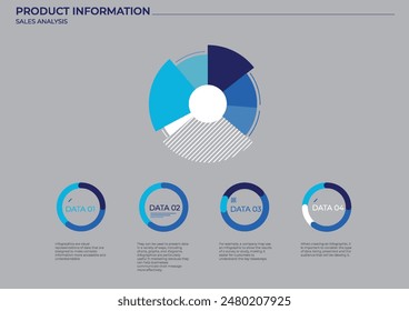 Business pie data analysis charts in color. Vector elements charts.