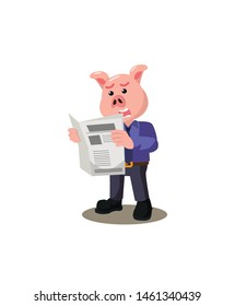 Business Pig Bad News Isolated White