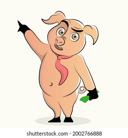 business pig pointing at something