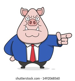 Business Pig Vector Illustration. Vector Illustration Flat Cartoon.