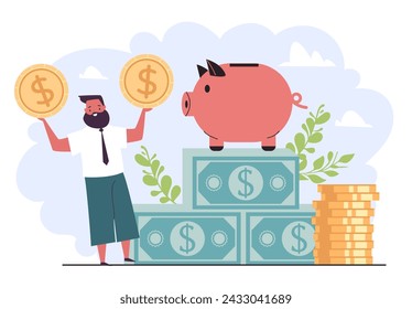 Business piggy bank money account isolated concept. Vector graphic design illustration