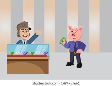 business piggy buy a diamond in gorilla vector