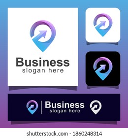 business pin with arrow logo. modern pin up logo design