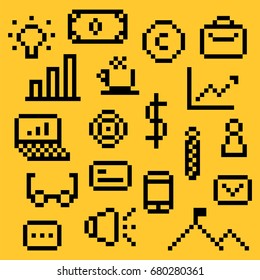 Business Pixel Art Elements Design Illustration