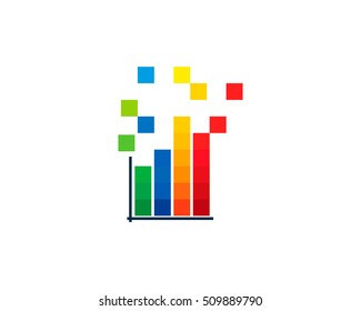 Business Pixel Stats Logo Design Template