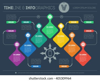 Business plan with 7 steps. Infographic with design elements. Vector presentation of business processes. Abstract Web Template of a pyramidal chart or diagram with icons, signs and symbols.