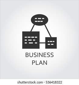 Business plan or algorithm of action, as scheme list. Simple black icon. Logo drawn in flat style. Black shape pictograph for your design needs. Vector contour silhouette on white background.