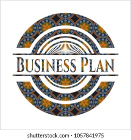 Business Plan arabesque style emblem. arabic decoration.