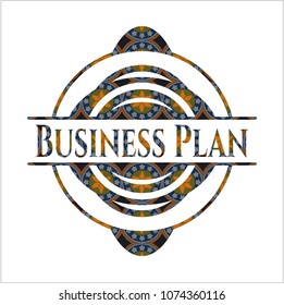  Business Plan arabic style badge. Arabesque decoration.