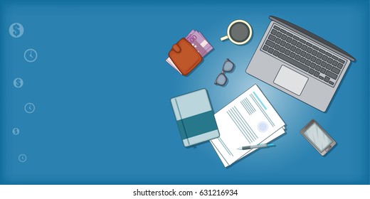 Business plan banner horizontal concept. Cartoon illustration of Business plan banner horizontal vector concept for web