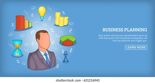 Business plan banner horizontal concept man. Cartoon illustration of Business plan banner man horizontal vector concept for web