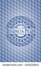 Business Plan blue polygonal badge.