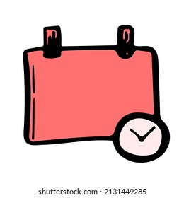 Business plan board with timer vector icon. Schedule calendar sketch illustration.