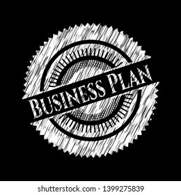Business Plan chalkboard emblem. Vector Illustration. Detailed.