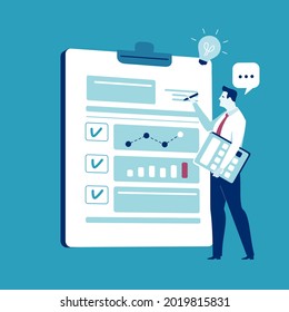 Plan de negocio. Lista de verificación. Gestión de proyectos. Ilustración de vector de negocio