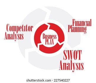 Business plan circle red and gray color chart