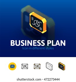 Business plan color icon, vector symbol in flat, outline and isometric style isolated on blur background