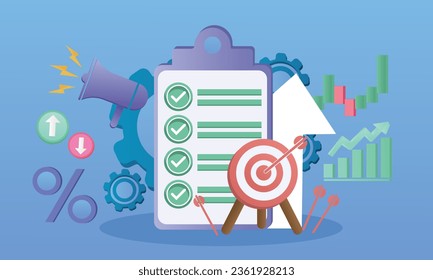 Business plan colorful.on blue background.Vector Design Illustration.