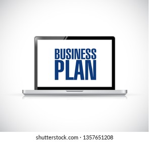 business plan computer sign illustration design over a white background