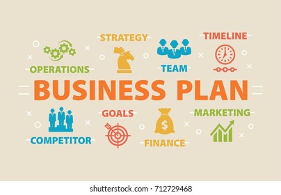 Business Plan. Concept with icons and signs.