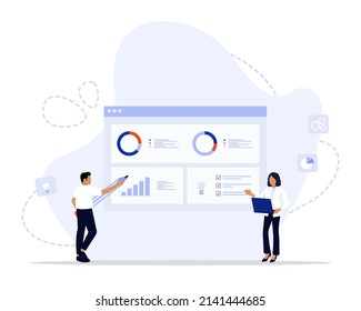Ilustración del concepto del plan de negocios, flujo de trabajo de negocios, gestión del tiempo, 
planificación, aplicación de tareas, trabajo en equipo, reunión