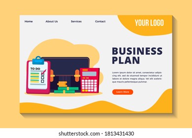 business plan concept  landing page template vector illustration 