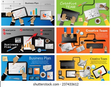 Business Plan And Creative Team Flyer Template - Vector Illustration, Graphic Design, Editable For Your Design