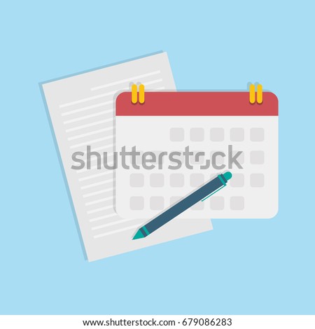 Business plan design concept. calendar,paper and pen. vector illustration