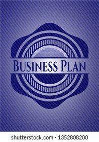 Business Plan emblem with jean background