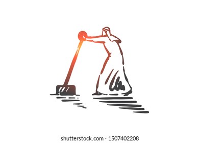 Business plan execution concept sketch. Hand drawn isolated vector