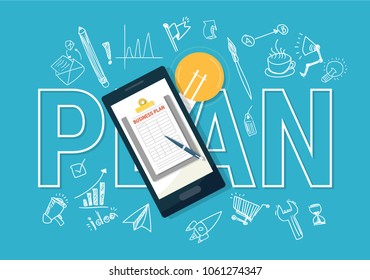 Business plan Flat vector illustration, business plan background.