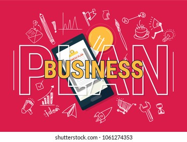 Business plan Flat vector illustration, business plan background.