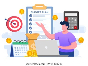 Business plan flat vector illustration template