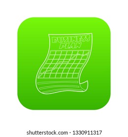 Business plan icon green vector isolated on white background