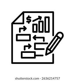 Ilustração do vetor da linha do ícone do plano de negócios