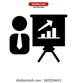 Businessplan-Symbol oder Logo einzeln auf Zeichen Vektorillustration Illustration - hochwertige Vektorsymbole mit schwarzem Hintergrund
