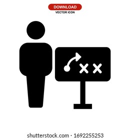 Icono de plan de negocios o logotipo símbolo de signo aislado ilustración vectorial - iconos vectoriales de estilo negro de alta calidad
