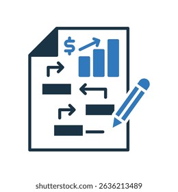 Business Plan Icon Mixed Vector Illustration