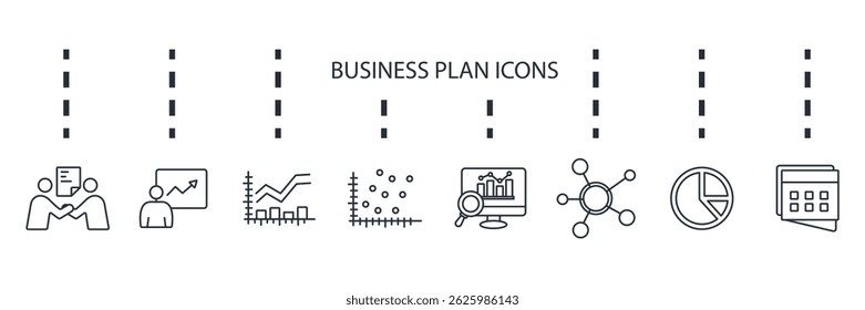 Icono de Plan de negocios conjunto de colección. Estilo de diseño con fondo