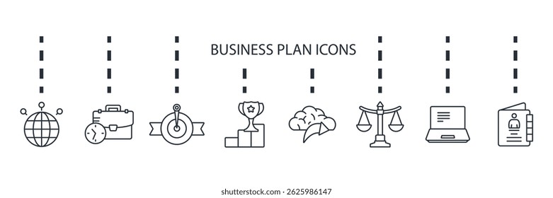 ícone do plano de negócios conjunto coleção estilo .design com plano de fundo