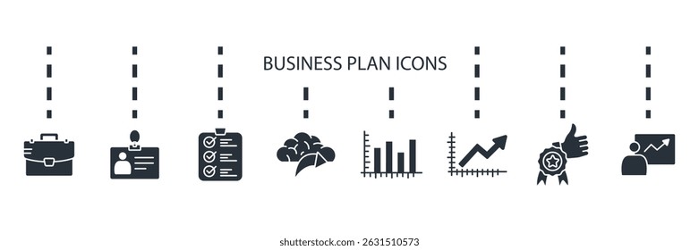 Icono de Plan de negocios conjunto de colección. Estilo de diseño con fondo