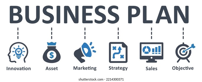 Icono de Plan de Negocio - ilustración vectorial. negocio, plan, innovación, activos, marketing, estrategia, ventas, objetivo, infografía, plantilla, presentación, concepto, banner, conjunto de iconos, iconos.