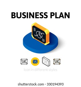 Business plan icon, vector symbol in flat, outline and isometric style
