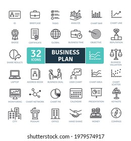 Business Plan Icons Pack. Thin line icons set. Flat icon collection set. Simple vector icons