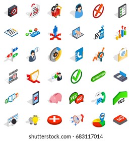 Business plan icons set. Isometric style of 36 business plan vector icons for web isolated on white background