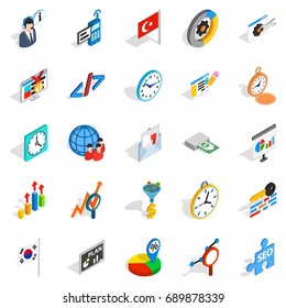 Business plan icons set. Isometric set of 25 business plan vector icons for web isolated on white background