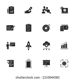 conjunto de iconos del plan de negocios. símbolo de paquete de planes de negocio elementos vectores para web infográfica