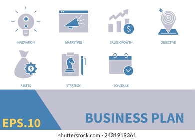 business plan icons set . business plan pack symbol vector elements for infographic web